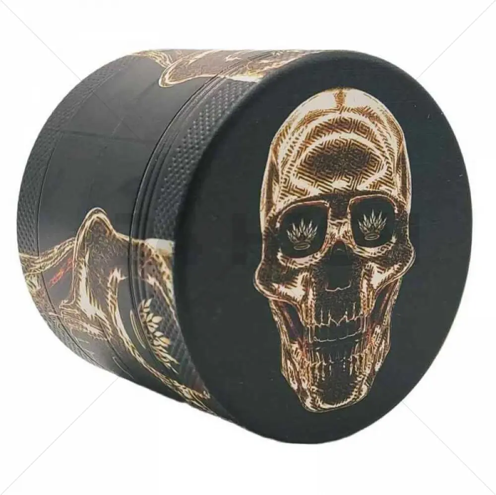 Grinder 4-Parts XL | Aluminium | 55mm | Luxury Art Series | Design 4 | Golden Skull 1